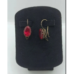 Серьги петелька с корундом рубина винтажные советские, СССР