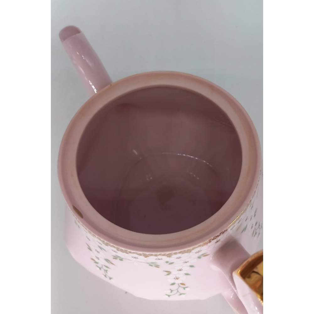 Чайник заварочный в нежно-розовом оттенке из костяного фарфора, Чехословакия 