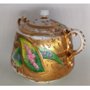 Сахарница фарфоровая старинная с росписью, золочение, М. С. Кузнецова, Царская эпоха