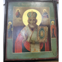 Икона старинная Николай Чудотворец, доска, масло