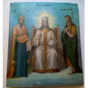 Икона винтажная Царь Славы Спас на тороне, Господь Вседержитель, доска, масло, 36х31 см