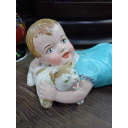 Статуэтка Ребёнок с кошкой, гипс, СССР 